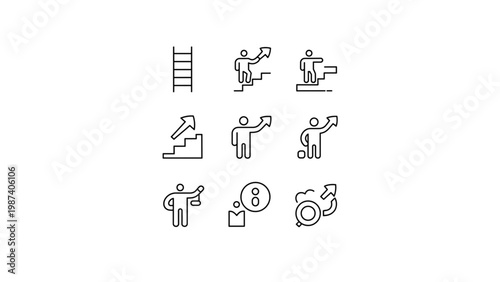 Collection of icons representing various office and industrial activities Vector