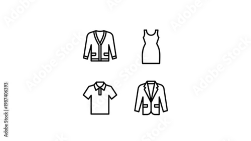 Four different types of casual and semi-formal tops for women Vector
