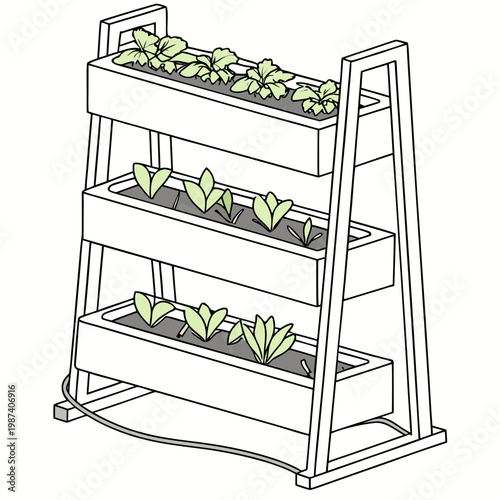 Vertical plant nursery with seedlings indoor gardening