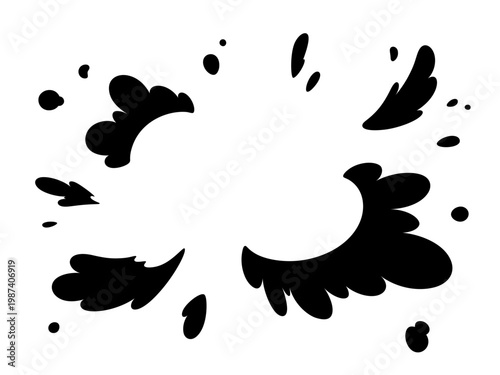 斜め上から見た水の爆発のイラスト素材_シルエット