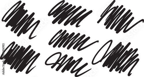 Hand drawn scribble lines and strokes in black color on white background