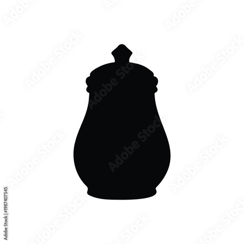 Sugar jar  silhouette vector flat design on white background.
