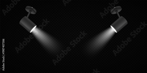 Stage Spotlight Beam Light Effect with Glowing Rays and Concert Theatre Illumination on Transparent Background