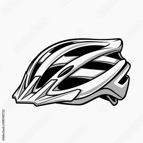 White Bicycle Helmet Vector Illustration Isolated on White Background