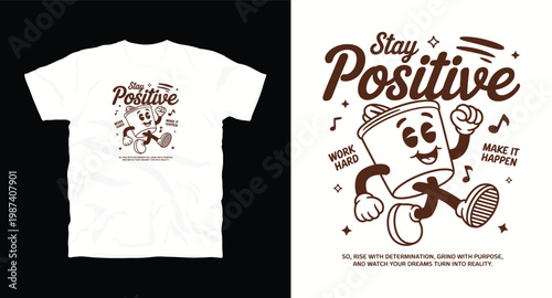 Stay positive work hard make it happen cute marshmallow character design.