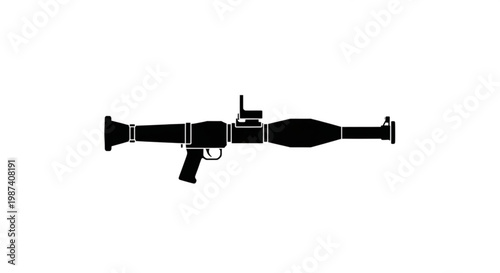 A black silhouette of a rocket launcher on a white background