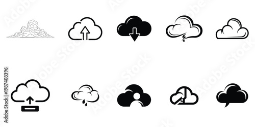 Cloud storage icons data security backup and scalable online solutions