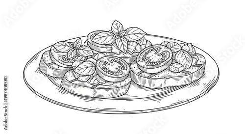 Delicious bruschetta on a plate.