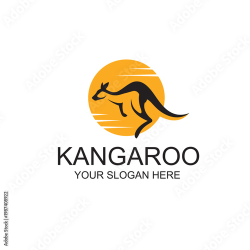 icon with jumping kangaroo isolated on white background