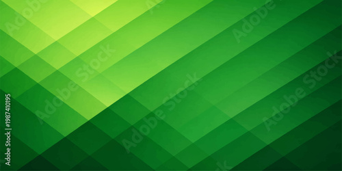Seamless geometric vector wallpaper featuring a green abstract pattern of mosaic triangles and bright blue line elements for a modern decorative backdrop design