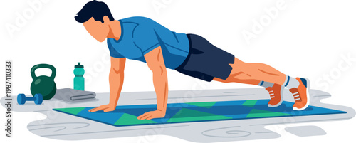 Man Performing Push-Ups With Fitness Equipment