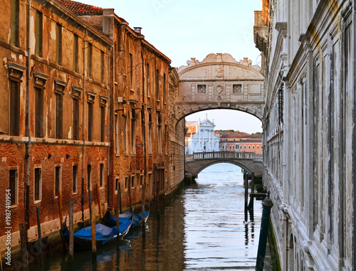 Bridge of Sighs  is over the Rio di Palazzo and connects the New Prison to the interrogation rooms in the Doge's Palace, Venice, Italy.