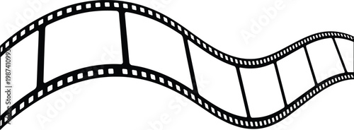 A wavy film strip illustration on a white background for cinematic or movie-related projects