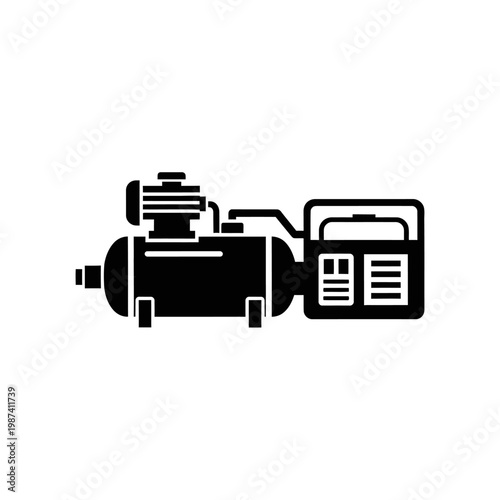 Simple black silhouette of a portable air compressor with a tank