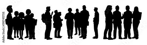 Crowdfunding group solid icon set with silhouette design featuring people, finance, investment with business and community