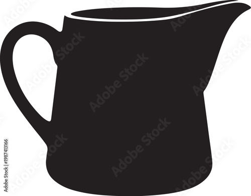 Black milk jug, pouring jug, coffee creamer, kitchen icon