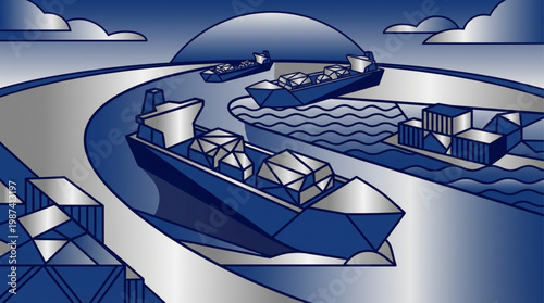 Large cargo ship on the water.