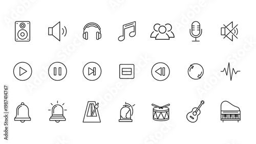 Musical Instrument Icon Set: A comprehensive collection of meticulously crafted music icons, ideal for web and app design, music-related projects, and educational content.