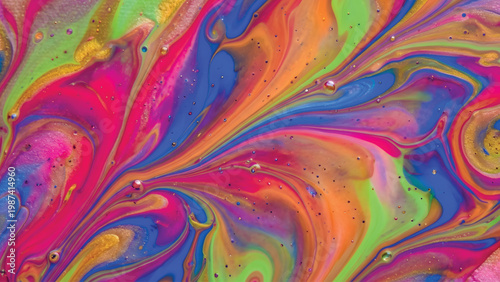 Colorful fluid abstract, vibrant paint flow, smooth blending, high detail