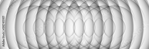 Abstract grayscale digital art featuring overlapping oval shapes and symmetrical patterns creating a mesmerizing visual effect