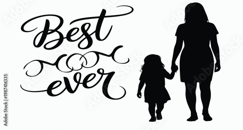 Best mom ever silhouette of a mother and daughter walking hand in hand