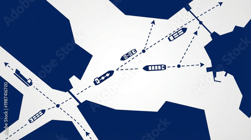 Ships Navigation Route Map Illustration.