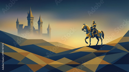 Man riding horse on sandy hill.