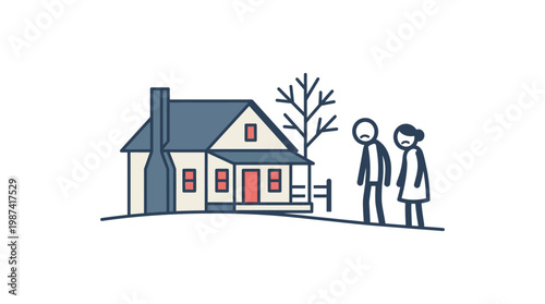 Sad Couple Leaving Their Home