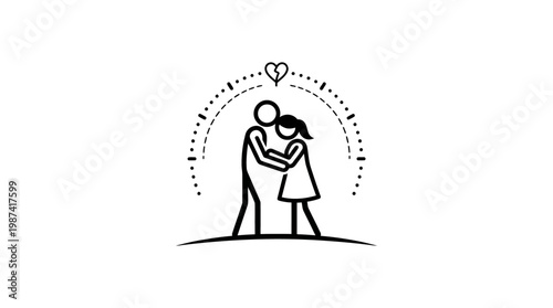 Couple Embracing Under Broken Heart Arch