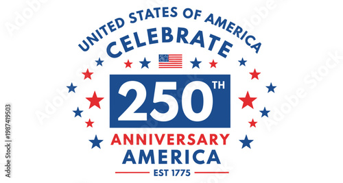 United States 250th Anniversary Celebration Emblem with Stars and Flag