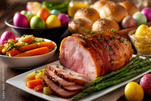 Christmas Roasted glazed holiday pork ham 