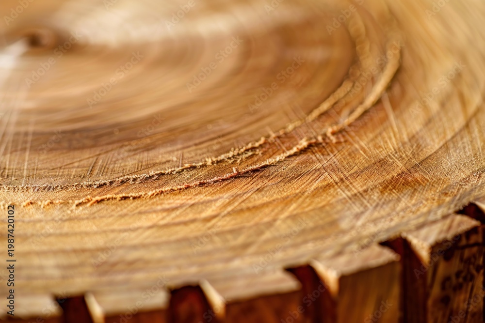 Obraz premium Wood cross section revealing growth rings and natural surface texture