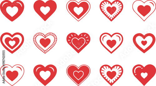 Decorative hearts designed in various styles, perfect for Valentine’s Day themes and craft projects
