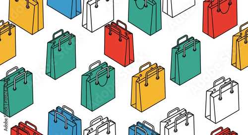 Colorful shopping bags pattern for retail and consumerism concepts