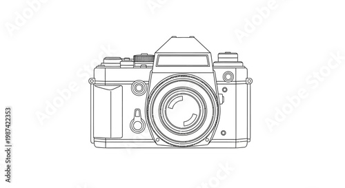 Detailed outline of a classic camera for photography and creative projects