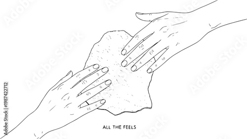 Macro shot of hands feeling the texture of a sustainable mycelium (mushroom) leather swatch. Earthy tones, visible organic fibers, low contrast, "All the Feels" aesthetic.