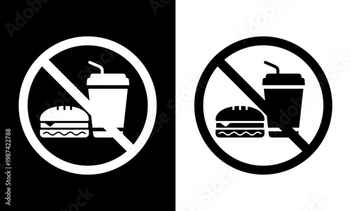 No food and drink on transport icon with transparent background symbolizing prohibition of eating and drinking on public transportation VECTOR ICON