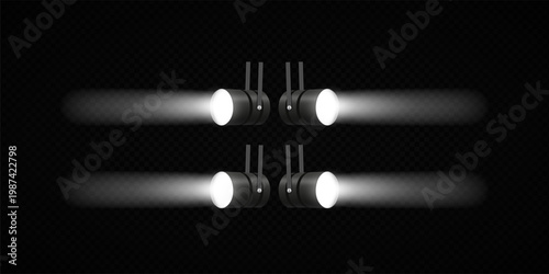 Stage Spotlight Beam Light Effect with Glowing Rays and Concert Theatre Illumination on Transparent Background