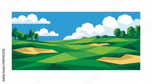 Golf Course Green Landscape Illustration.