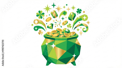 Green Pot of Gold Coins.