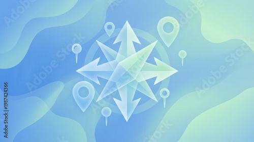 White compass with location pins symbol.