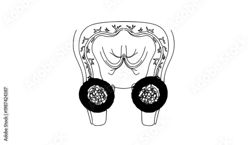 Minimal one line medical illustration of rectal hemorrhoids and vascular pathology for proctology education and healthcare awareness design