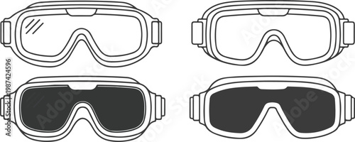 Safety goggles icon, thin line symbols. eps 10 vector.eps