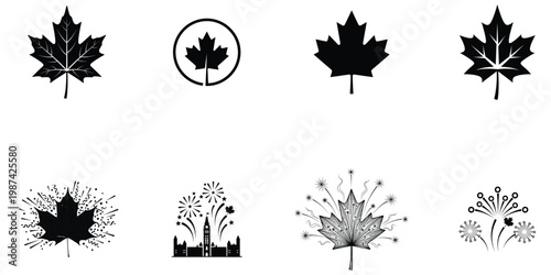 Canada day maple leaf collection iconic symbols of canadian pride and celebration