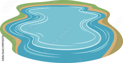 A serene and peaceful pond on transparent background