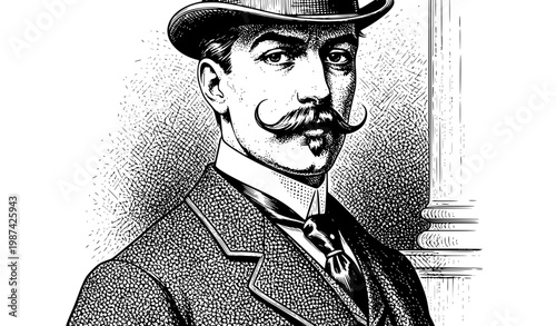 Classic Monochrome Illustration of Elegant Aristocratic Man