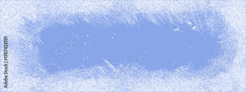 Ice overlay background with texture grunge noise for border frame frozen. Effect grainy vector with rink element winter for scratch crack abstract. Blue dirty ice with bg texture snow.