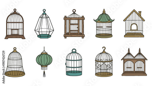 Birdcage vector illustrations in various styles and designs