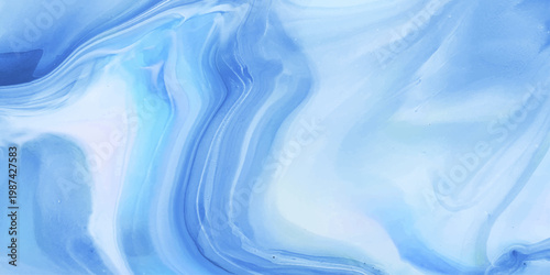 Abstract blue liquid marble background with fluid wavy texture flowing waves of blue and turquoise.