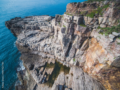 Wallpaper Mural Aerial View of Longdong Bay Cape - Northeast and Yilan Coast National Scenic Area. Coast landscape birds eye view use the drone, shot in Gongliao District, New Taipei, Taiwan. Torontodigital.ca